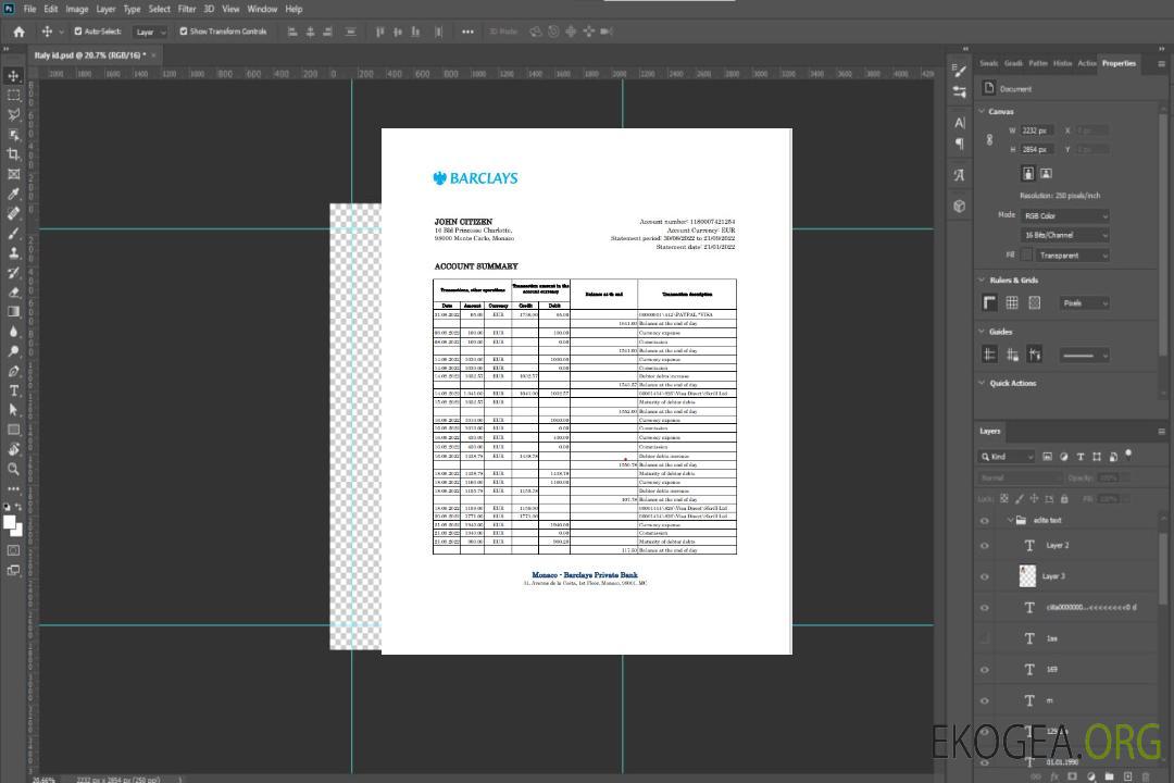 Modèle Excel et PDF de relevé bancaire privé de Monaco Barclays template Modèle Excel et PDF de relevé bancaire privé de Monaco Barclays template